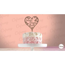 Páros tortadísz keresztnevekkel, dátummal